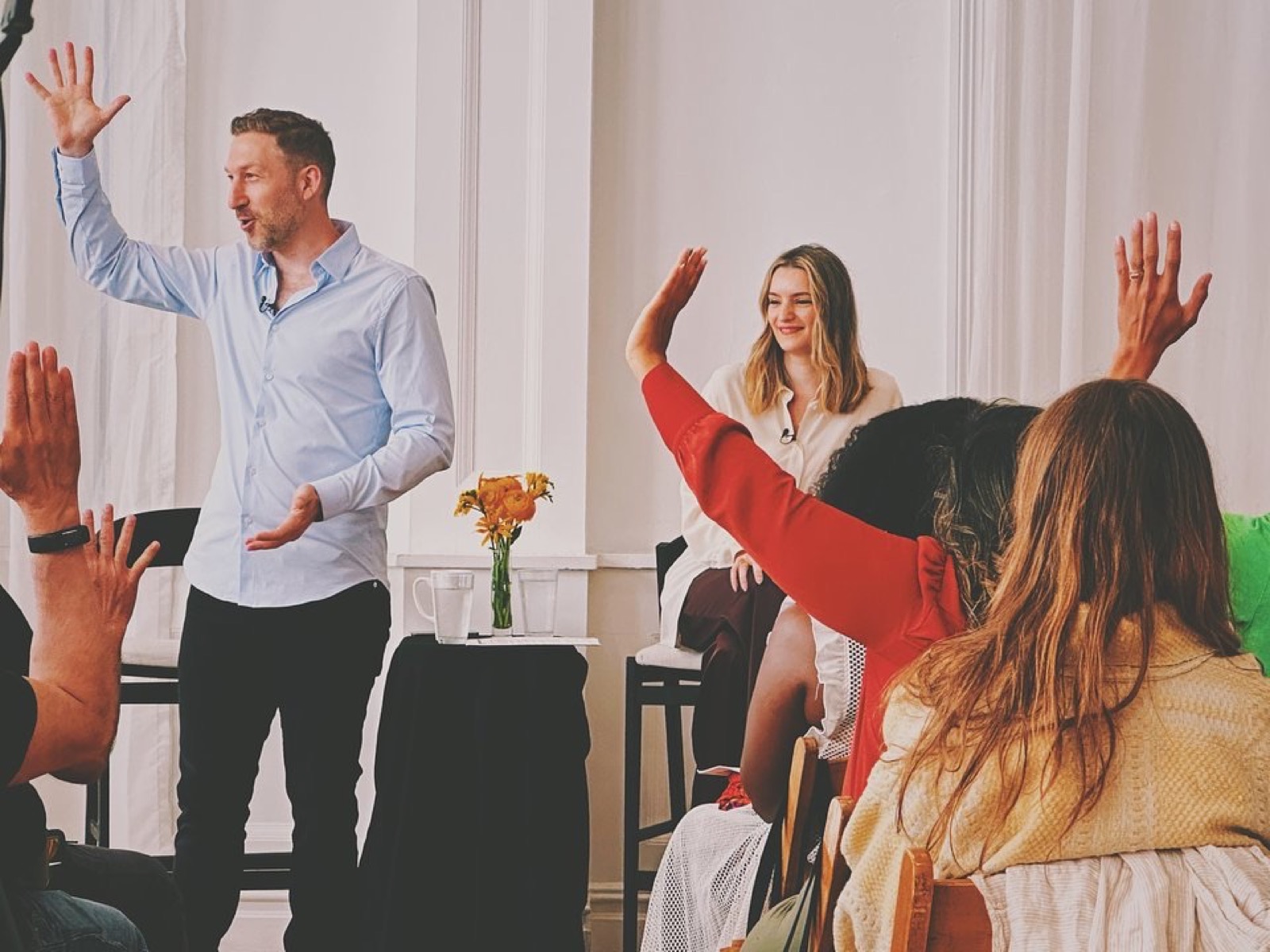 An instructor teaching a live OM course